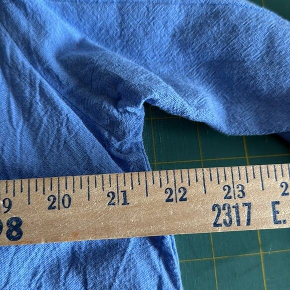 Vintage Produce Company Blue Button Front Top 3/4 Sleeves Back Panel sz M USA - Picture 6 of 6
